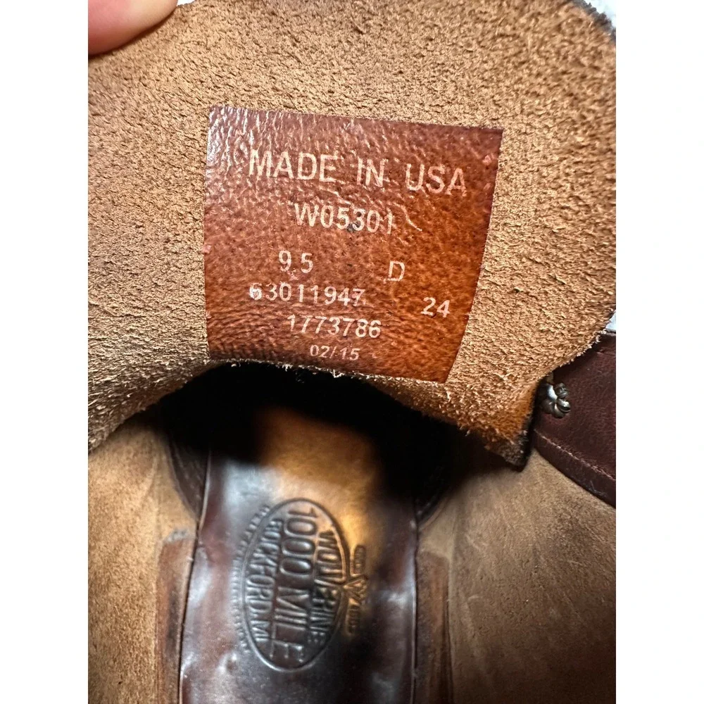 Wolverine 1000 Mile Mens Brown Leather Boots W05301 Made in USA Work Heritage